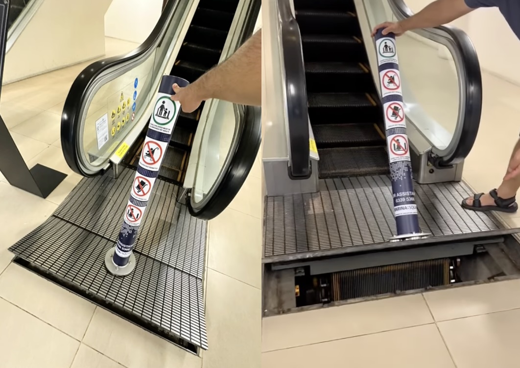 Man raises concern over unsafe "safety" barrier on escalator in Singapore mall